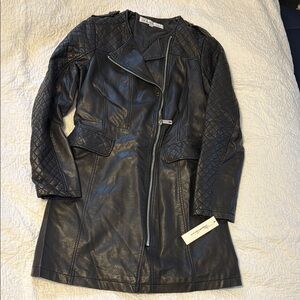 Kenneth Cole New York Black pleather Moto Jacket